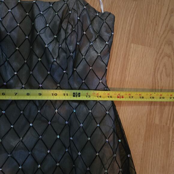 Vtg 90s Y2K Fairy Grunge Whimsigoth Black Semi-sheer Dress 6P Hoco Wedding Guest - Picture 11 of 12